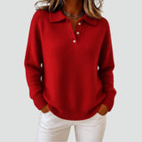 Sweter damski oversize z kołnierzykiem polo