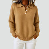 Sweter damski oversize z kołnierzykiem polo