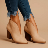 Botki damskie skórzane z szerokim obcasem