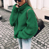 Sweter damski o grubym splocie z kołnierzem