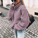 Sweter damski o grubym splocie z kołnierzem