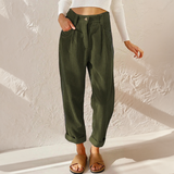Spodnie damskie z sztruksu z elastycznym pasem