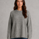 Sweter damski oversize z okrągłym dekoltem