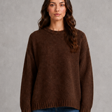 Sweter damski oversize z okrągłym dekoltem