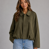 Kurtka Bomber Damska z Zamszu Oversize