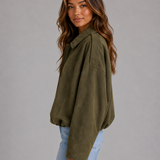 Kurtka Bomber Damska z Zamszu Oversize