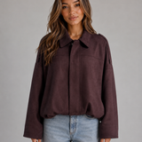 Kurtka Bomber Damska z Zamszu Oversize