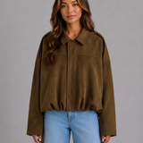 Kurtka Bomber Damska z Zamszu Oversize