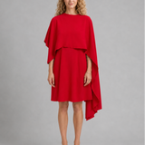 Elodie – elegancka sukienka midi z asymetryczną peleryną