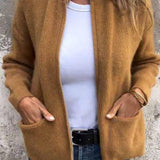 Sweter damski dzianinowy z zamkiem i kieszeniami