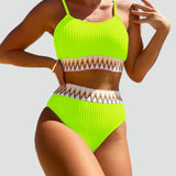 Dwuczęściowe bikini we wzór chevron z wysokim stanem dla kobiet
