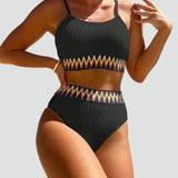 Dwuczęściowe bikini we wzór chevron z wysokim stanem dla kobiet