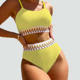 Dwuczęściowe bikini we wzór chevron z wysokim stanem dla kobiet