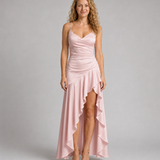 Bianca – satynowa sukienka maxi z eleganckim drapowaniem