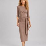 Rosalie – elegancka sukienka midi z wiązaniem w talii