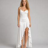 Bianca – satynowa sukienka maxi z eleganckim drapowaniem